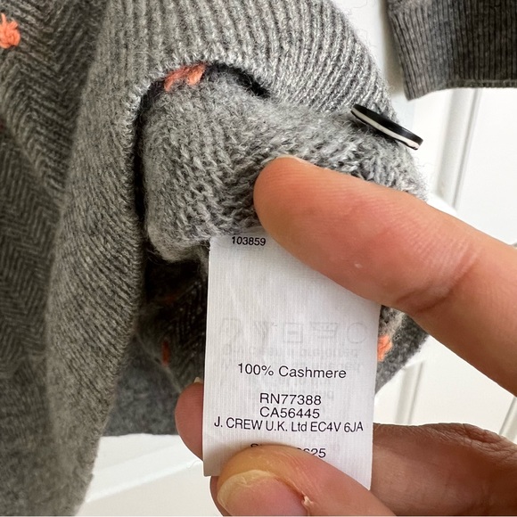 J. Crew Collection 100% Italian Cashmere Pointelle Dot Crewneck Sweater Gray S - Picture 6 of 10